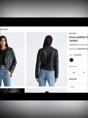 Calvin Klein Black Faux Leather Moto Jacket with Belt